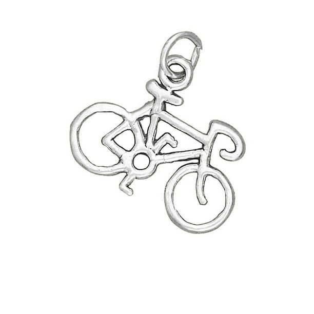 Sterling Silver Girls .8mm Box Chain 10 Speed Racing Bicycle Pendant Necklace 